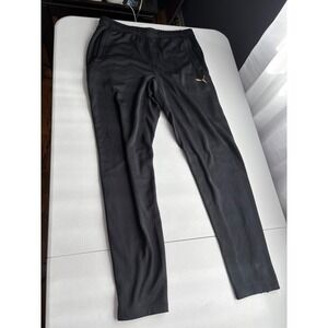 Puma Track Pants Athletic Training Warm Up Black Gold Logo Mens Size L